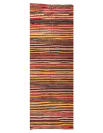 Striped Vintage Turkish Kilim Rug - 5`3″ x 14`3″