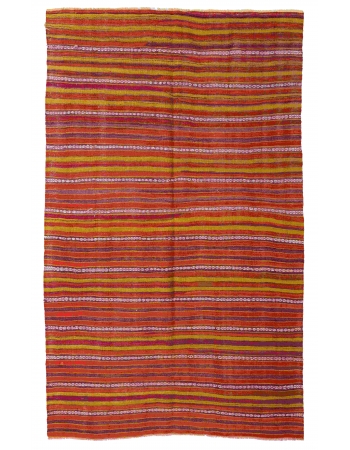 Turkish Vintage Striped Kilim Rug - 4`8" x 7`7"