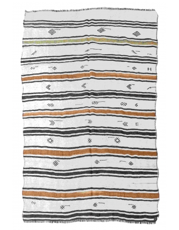 Vintage Decorative Turkish Hemp Kilim Rug - 6`8" x 9`2"