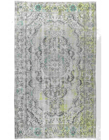 Vintage Green Turkish Oushak Rug - 5`7" x 9`3"