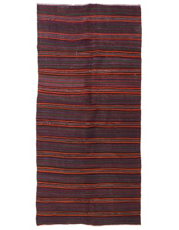 Vintage Striped Decorative Kilim Rug - 4`6″ x 9`10″