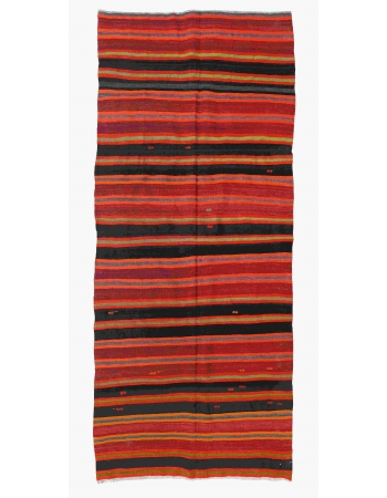 Vintage Striped Turkish Kilim Rug - 5`5" x 10`0"