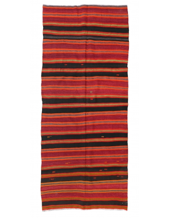 Vintage Striped Turkish Kilim Rug - 5`5″ x 10`0″