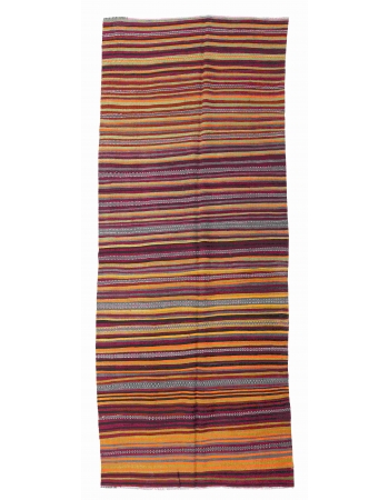 Vintage Turkish Striped Kilim Rug - 4`8" x 10`11"