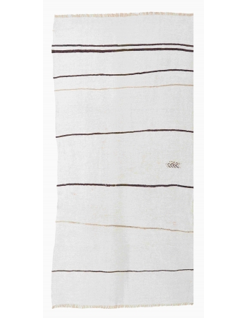 White Black Vintage Hemp Rug - 4`11" x 10`2"