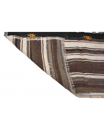 Black White Striped Hemp Kilim Rug - 5`1