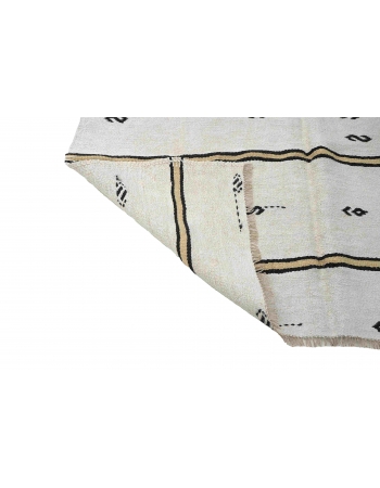 Striped Vintage Turkish Hemp Kilim Rug - 5`0