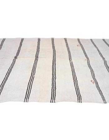 Striped Vintage Black White Hemp Rug - 5`9
