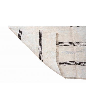 Striped Vintage Black White Hemp Rug - 5`9