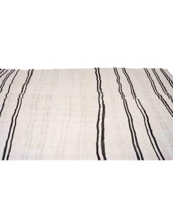 Black White Striped Hemp Kilim Rug - 6`1