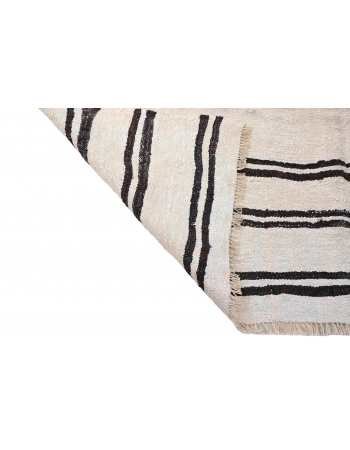 Black White Striped Hemp Kilim Rug - 6`1