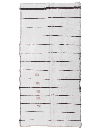 Striped Vintage Turkish Hemp Kilim Rug - 4`11" x 10`6"