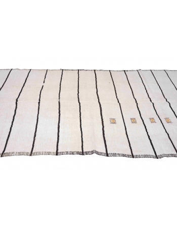 Striped Vintage Turkish Hemp Kilim Rug - 4`11" x 10`6"