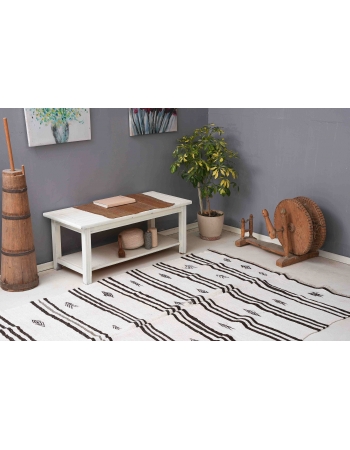 Striped Hemp Vintage Turkish Kilim Rug - 5`8