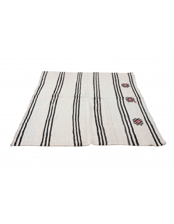 Turkish Vintage Hemp Kilim Rug - 4`7