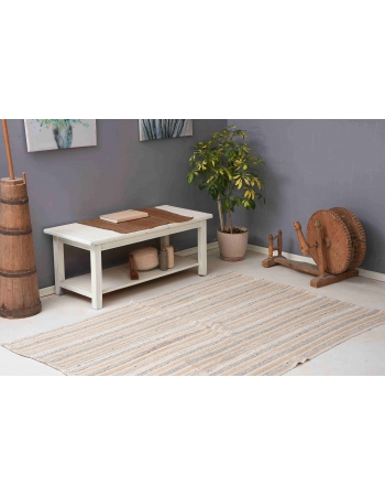 Vintage Decorative Hemp Kilim Rug - 4`11