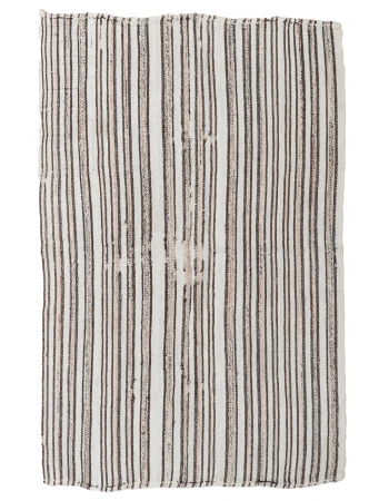 Striped Vintage Turkish Hemp Kilim Rug - 4`7" x 6`4"