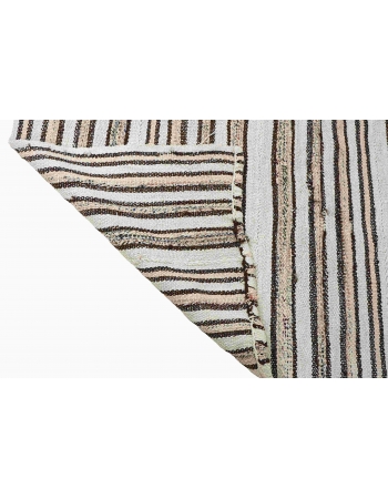 Striped Vintage Turkish Hemp Kilim Rug - 4`7