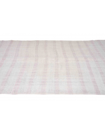 Pink White Vintage Hemp Kilim Rug - 5`10