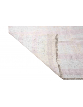 Pink White Vintage Hemp Kilim Rug - 5`10