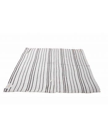 Striped Vintage Turkish Hemp Kilim Rug - 5`6