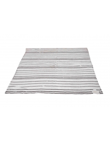Striped Vintage Turkish Hemp Kilim Rug - 5`6