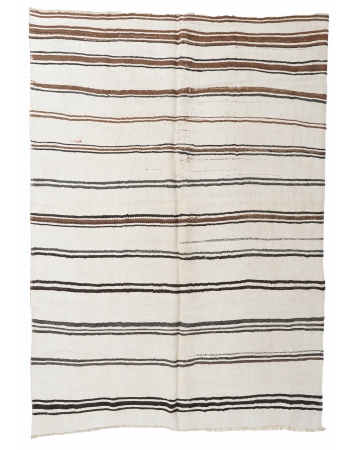 Striped Vintage Hemp Kilim Rug - 6`2" x 9`2"