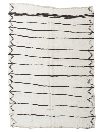 Striped Vintage Turkish Hemp Kilim Rug - 6`0" x 8`0"