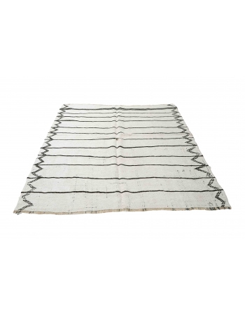 Striped Vintage Turkish Hemp Kilim Rug - 6`0