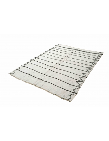 Striped Vintage Turkish Hemp Kilim Rug - 6`0