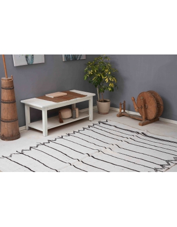 Striped Vintage Turkish Hemp Kilim Rug - 6`0