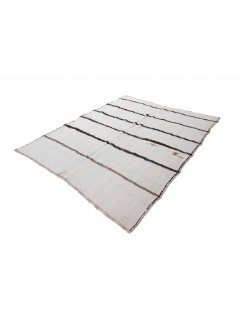 Black White Vintage Hemp Kilim Rug - 6`6