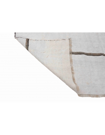 Black White Vintage Hemp Kilim Rug - 6`6