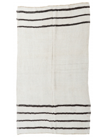 Vintage Modern Hemp Kilim Rug - 5`2" x 9`3"