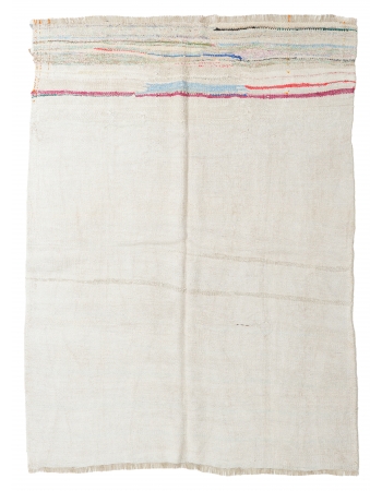 Decorative Vintage Turkish Hemp Kilim Rug - 6`1" x 7`9"