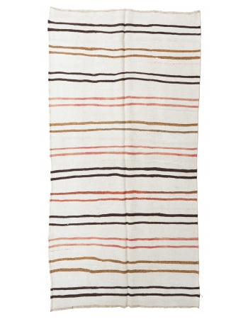 Striped Vintage Turkish Hemp Kilim Rug - 5`0" x 9`3"