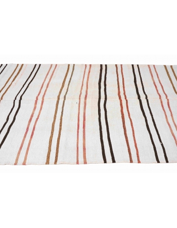Striped Vintage Turkish Hemp Kilim Rug - 5`0