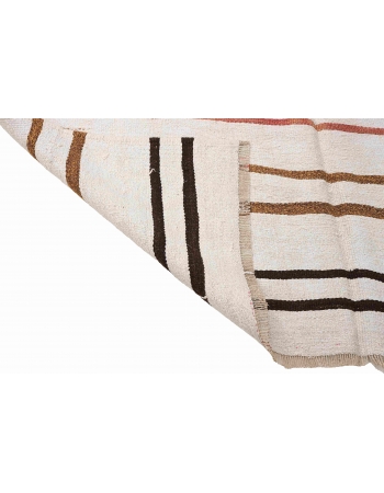Striped Vintage Turkish Hemp Kilim Rug - 5`0