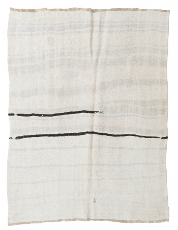 Vintage Striped Hemp Kilim Rug - 4`8" x 5`5"