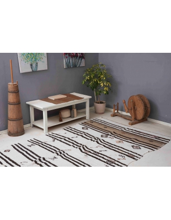 Vintage Turkish Hemp Kilim Rug - 5`8