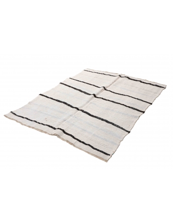 Vintage Decorative Turkish Hemp Kilim Rug - 4`5