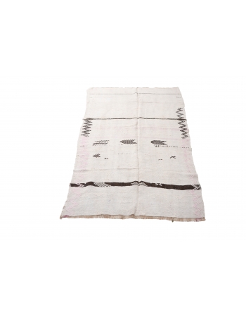 Decorative Vintage Turkish Hemp Kilim Rug - 5`0