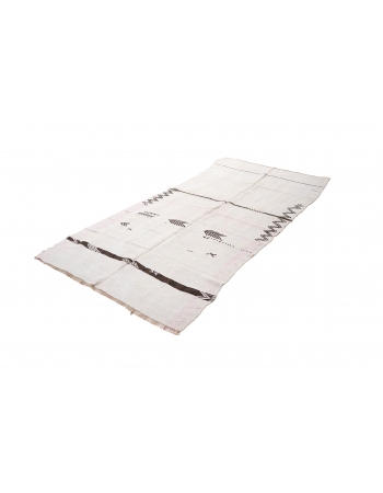 Decorative Vintage Turkish Hemp Kilim Rug - 5`0