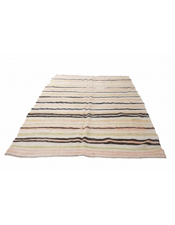 Striped Vintage Turkish Hemp Kilim Rug - 6`4