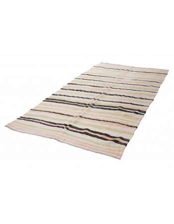 Striped Vintage Turkish Hemp Kilim Rug - 6`4