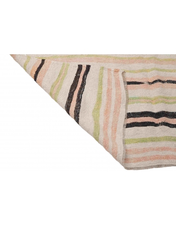 Striped Vintage Turkish Hemp Kilim Rug - 6`4