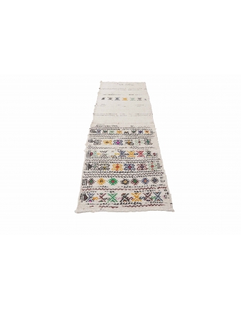 Embroidered Vintage Hemp Kilim Runner - 2`3