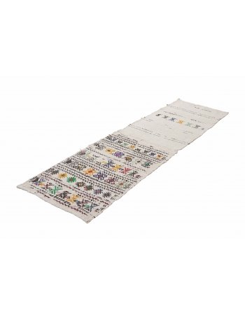 Embroidered Vintage Hemp Kilim Runner - 2`3