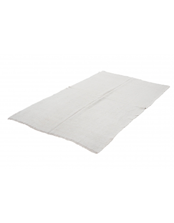 White Vintage Modern Hemp Kilim Rug - 5`4