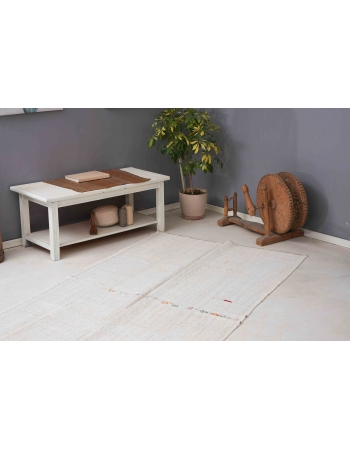 Vintage Decorative Turkish Hemp Kilim Rug - 4`7" x 8`0"